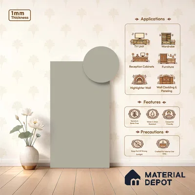 Light Beige Solid Colors look LM 23964 Frosted Glow  8 ft x 4 ft Matte Finish Decorative Laminate - 1 mm | Suitable for Living Room, Kitchen, Office