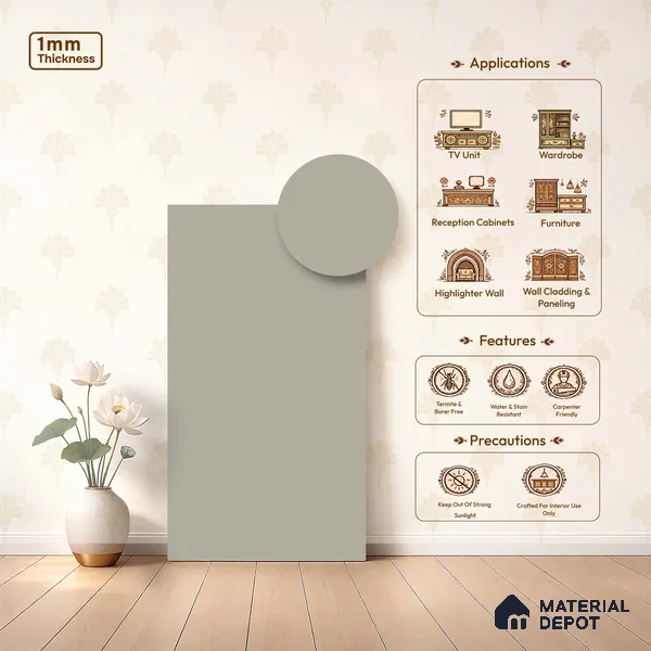 Light Beige Solid Colors look LM 23964 Frosted Glow  8 ft x 4 ft Matte Finish Decorative Laminate - 1 mm | Suitable for Living Room, Kitchen, Office
