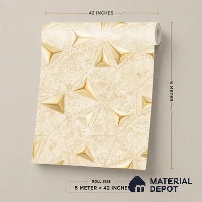 88490-1 | Gold 3D Diamond Facet PVC Patterned Wallpaper - 5 Meter x 42 Inch, 57 Sq. Ft. (Min. 15% Wastage)