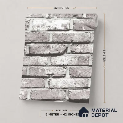 87033-1 | 5 Meter x 42 Inch PVC Brick Look Wallpaper - 57 Sq. Ft. | Minimum 15% wastage during installation