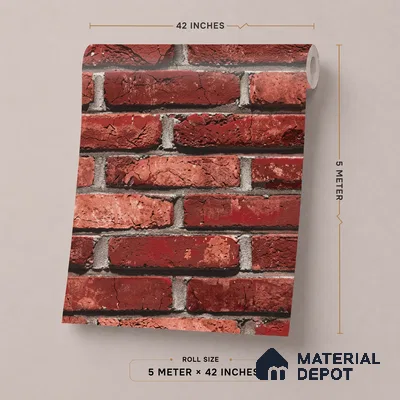 87033-5 | 5 Meter x 42 Inch PVC Brick Look Wallpaper - 57 Sq. Ft. | Minimum 15% wastage during installation