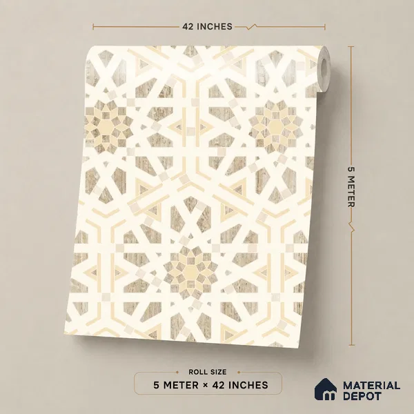 88376-2 | 5 Meter x 42 Inch PVC Patterned Look Wallpaper - 57 Sq. Ft. | Minimum 15% wastage during installation
