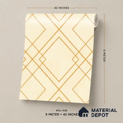 88495-1 | Cream Line Diamonds PVC Geometric Wallpaper - 5 Meter x 42 Inch, 57 Sq. Ft. (Min. 15% Wastage)