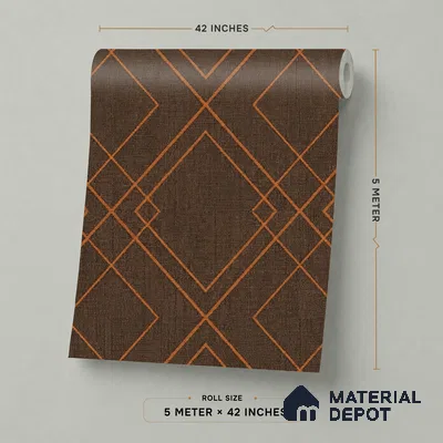 88495-3 | Brown Line Diamonds PVC Geometric Wallpaper - 5 Meter x 42 Inch, 57 Sq. Ft. (Min. 15% Wastage)