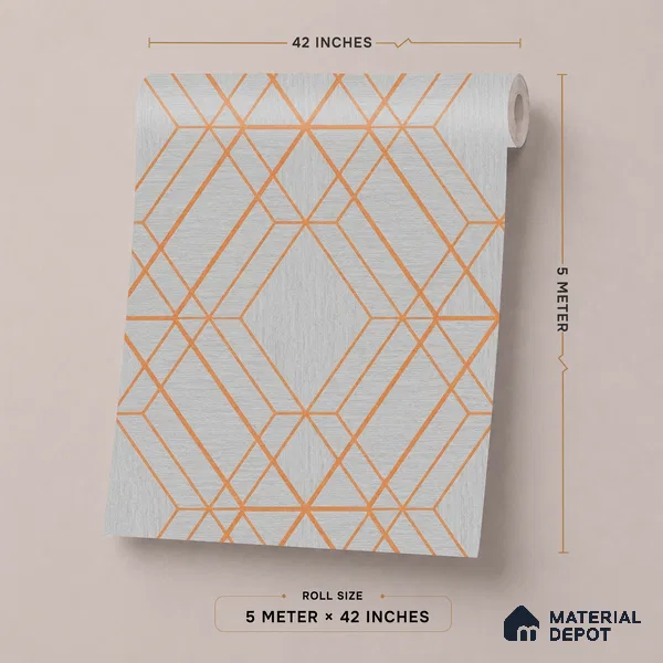 88380-3 | 5 Meter x 42 Inch PVC Geometric Look Wallpaper - 57 Sq. Ft. | Minimum 15% wastage during installation
