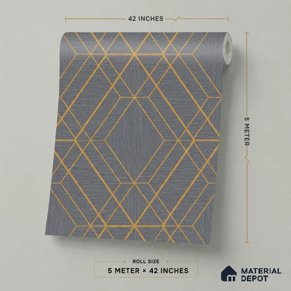 88380-4 | Grey Line Diamonds PVC Geometric Wallpaper - 5 Meter x 42 Inch, 57 Sq. Ft. (Min. 15% Wastage)