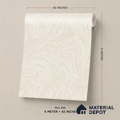 88461-1 | Cream Swirl Marble Look Wallpaper 5 Meter x 42 Inch PVC - 57 Sq. Ft. | Minimum 15% wastage during installation