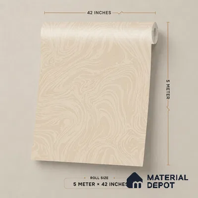 88461-2 | Warm Beige Swirl Marble Look Wallpaper 5 Meter x 42 Inch PVC - 57 Sq. Ft. | Minimum 15% wastage during installation