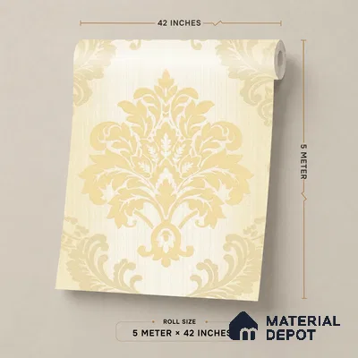 88477-1 | 5 Meter x 42 Inch PVC Damask Look Wallpaper - 57 Sq. Ft. | Minimum 15% wastage during installation