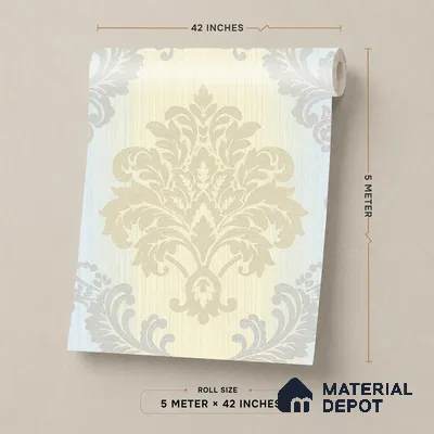 88477-2 | 5 Meter x 42 Inch PVC Damask Look Wallpaper - 57 Sq. Ft. | Minimum 15% wastage during installation