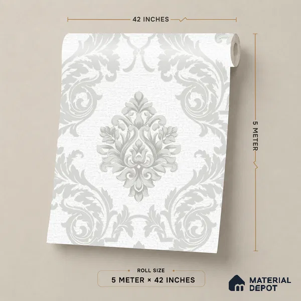 88474-1 | 5 Meter x 42 Inch PVC Damask Look Wallpaper - 57 Sq. Ft. | Minimum 15% wastage during installation