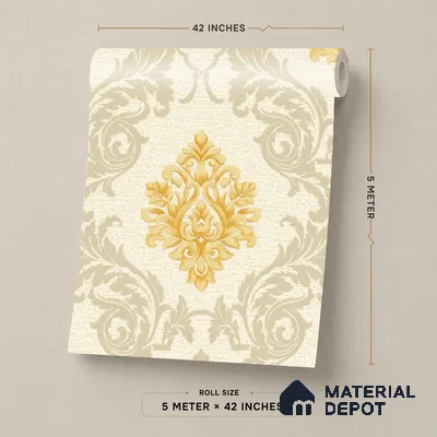 88474-2 | 5 Meter x 42 Inch PVC Damask Look Wallpaper - 57 Sq. Ft. | Minimum 15% wastage during installation