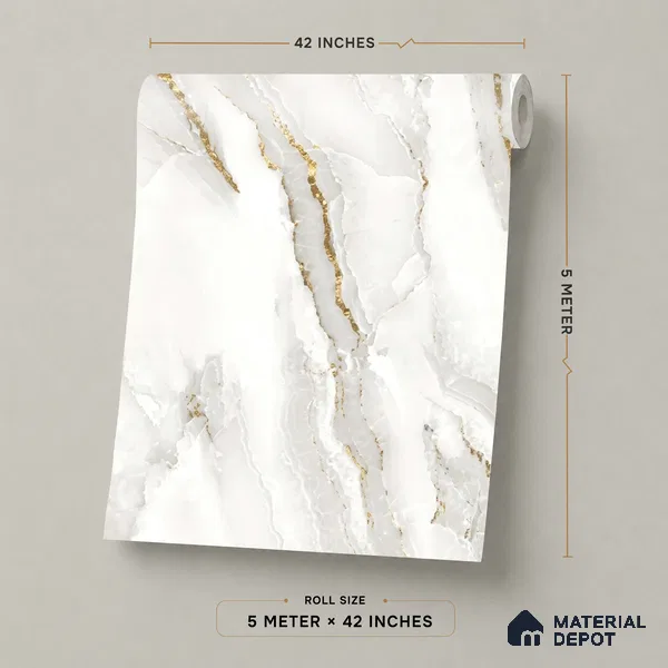 81281-1 | 5 Meter x 42 Inch PVC Marble Look Wallpaper - 57 Sq. Ft. | Minimum 10% wastage during installation