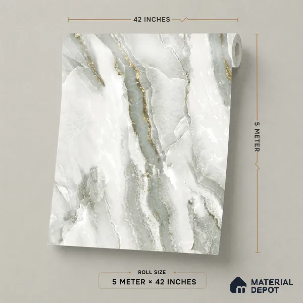 81281-2 | 5 Meter x 42 Inch PVC Marble Look Wallpaper - 57 Sq. Ft. | Minimum 10% wastage during installation