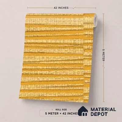81283-3 | Mustard Gold Wood Slat Texture PVC Patterned Wallpaper - 5 Meter x 42 Inch, 57 Sq. Ft. (Min. 15% Wastage)