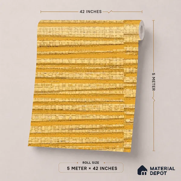 81283-3 | Mustard Gold Wood Slat Texture PVC Patterned Wallpaper - 5 Meter x 42 Inch, 57 Sq. Ft. (Min. 15% Wastage)