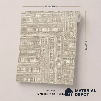 81288-3 | Beige Woven Mat PVC Textured Wallpaper - 5 Meter x 42 Inch, 57 Sq. Ft. (Min. 15% Wastage)