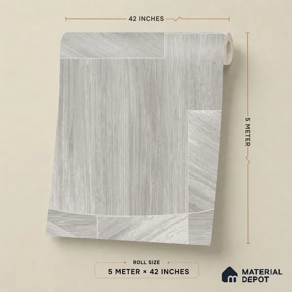 81289-2 | Silver Grey Wood Plank PVC Patterned Wallpaper - 5 Meter x 42 Inch, 57 Sq. Ft. (Min. 15% Wastage)