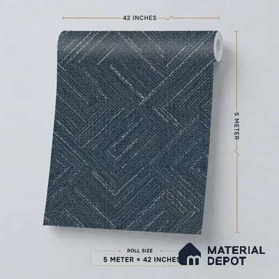 81290-6 | Navy Blue Diagonal Weave PVC Patterned Wallpaper - 5 Meter x 42 Inch, 57 Sq. Ft. (Min. 15% Wastage)