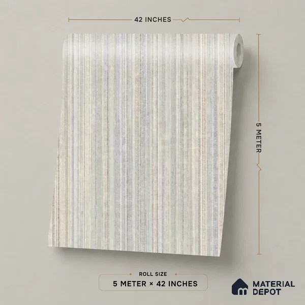 81294-3 | Sage Vertical Lines PVC Patterned Wallpaper - 5 Meter x 42 Inch, 57 Sq. Ft. (Min. 15% Wastage)