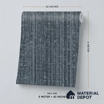 81294-8 | Slate Grey Linen Stripe Texture PVC Patterned Wallpaper - 5 Meter x 42 Inch, 57 Sq. Ft. (Min. 15% Wastage)