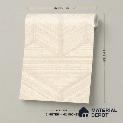 81295-1 | Cream Chevron Weave Texture Wood PVC Patterned Wallpaper - 5 Meter x 42 Inch, 57 Sq. Ft. (Min. 15% Wastage)