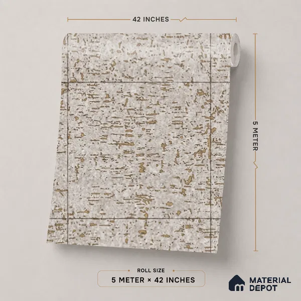 74018-3 | Grey Mottled Brick PVC Textured Wallpaper - 5 Meter x 42 Inch, 57 Sq. Ft. (Min. 15% Wastage)