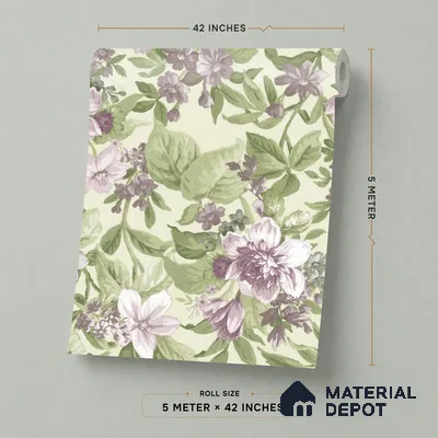 74019-3 | Green Hydrangea Blooms PVC Floral Wallpaper - 5 Meter x 42 Inch, 57 Sq. Ft. (Min. 15% Wastage)