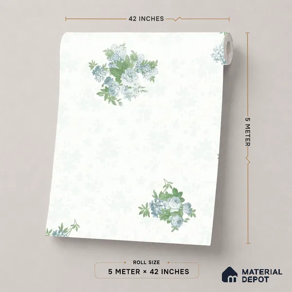 74026-1 | 5 Meter x 42 Inch PVC Florals Look Wallpaper - 57 Sq. Ft. | Minimum 15% wastage during installation