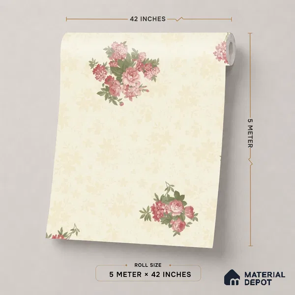 74026-2 | 5 Meter x 42 Inch PVC Florals Look Wallpaper - 57 Sq. Ft. | Minimum 15% wastage during installation
