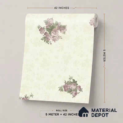 74026-3 | Ivory Blush Rose Sprays PVC Floral Wallpaper - 5 Meter x 42 Inch, 57 Sq. Ft. (Min. 15% Wastage)