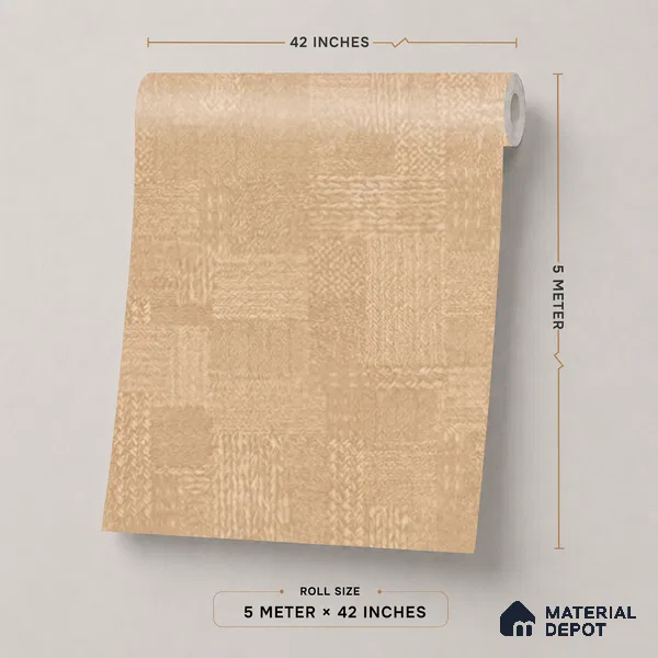 74021-2 | Beige Faint Damask PVC Textured Wallpaper - 5 Meter x 42 Inch, 57 Sq. Ft. (Min. 15% Wastage)