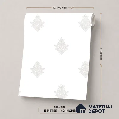 74024-1 | 5 Meter x 42 Inch PVC Damask Look Wallpaper - 57 Sq. Ft. | Minimum 15% wastage during installation