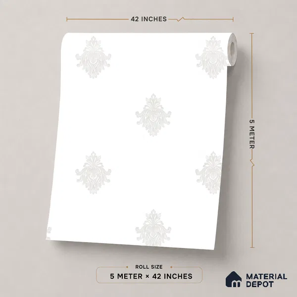 74024-1 | 5 Meter x 42 Inch PVC Damask Look Wallpaper - 57 Sq. Ft. | Minimum 15% wastage during installation