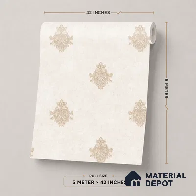 74024-2 | 5 Meter x 42 Inch PVC Damask Look Wallpaper - 57 Sq. Ft. | Minimum 15% wastage during installation