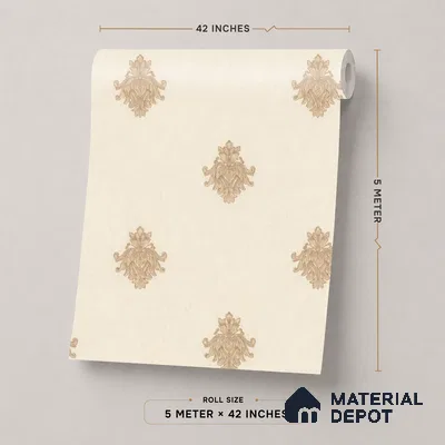 74024-3 | 5 Meter x 42 Inch PVC Damask Look Wallpaper - 57 Sq. Ft. | Minimum 15% wastage during installation