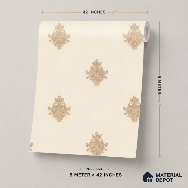 74024-3 | 5 Meter x 42 Inch PVC Damask Look Wallpaper - 57 Sq. Ft. | Minimum 15% wastage during installation
