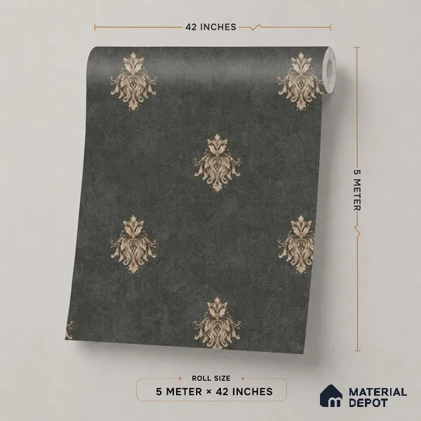 74024-5 | 5 Meter x 42 Inch PVC Damask Look Wallpaper - 57 Sq. Ft. | Minimum 15% wastage during installation