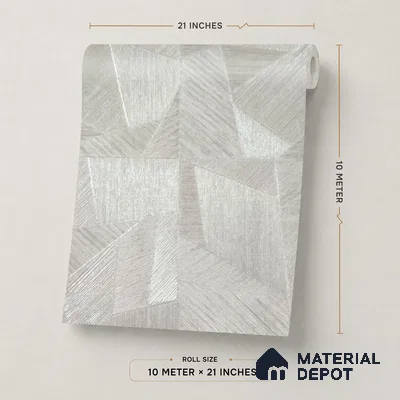 2104 -2 | White & Grey Brushed Facet Patterned Wallpaper - 10 Meter x 21 Inches, 57.41 Sq. Ft.