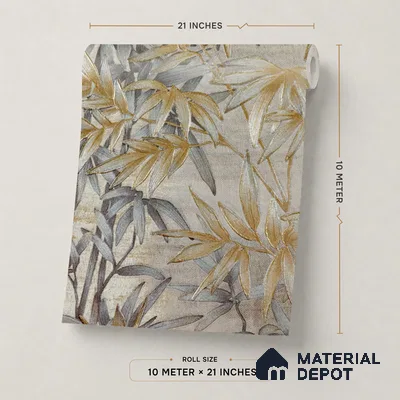 2112 -2 | Grey Gold Bamboo Thicket Floral Wallpaper - 10 Meter x 21 Inches, 57.41 Sq. Ft.