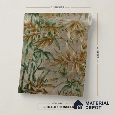 2112 -5 | Green Bamboo Thicket Floral Wallpaper - 10 Meter x 21 Inches, 57.41 Sq. Ft.