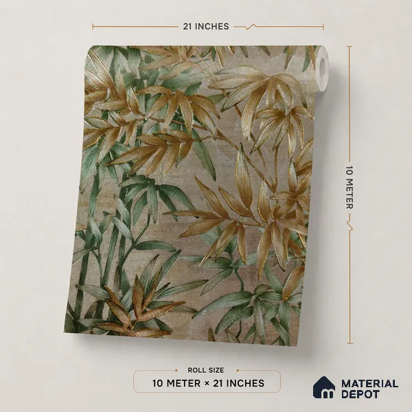 2112 -5 | Green Bamboo Thicket Floral Wallpaper - 10 Meter x 21 Inches, 57.41 Sq. Ft.