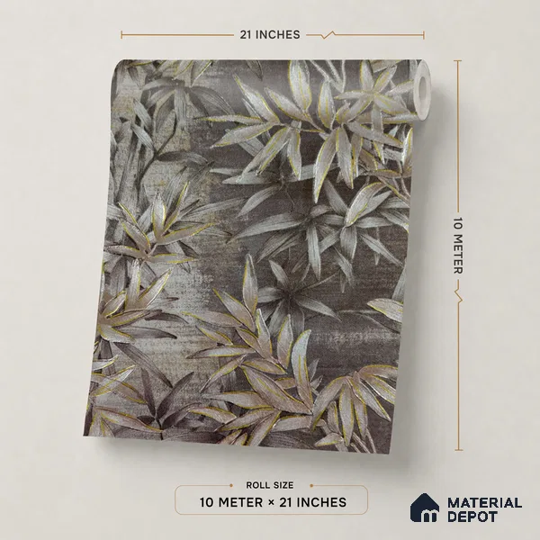 2112 -1 | Grey Bamboo Thicket Floral Wallpaper - 10 Meter x 21 Inches, 57.41 Sq. Ft.