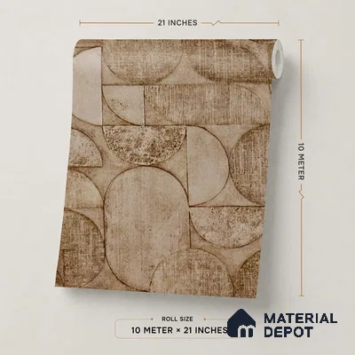 2108 -1 | Tan Brown Circle Patchwork Patterned Wallpaper - 10 Meter x 21 Inches, 57.41 Sq. Ft.