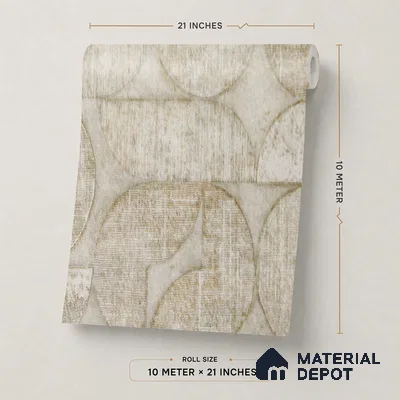 2108 -3 | Warm Beige Circle Patchwork Patterned Wallpaper - 10 Meter x 21 Inches, 57.41 Sq. Ft.