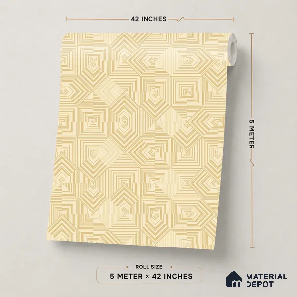 88530-4 | Golden Yellow Diamond Grid Texture PVC Patterned Wallpaper - 5 Meter x 42 Inch, 57.41 Sq. Ft. (Min. 15% Wastage)