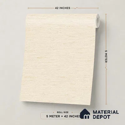 88542-2 | Cream Grasscloth Streak PVC Textured Wallpaper - 5 Meter x 42 Inch, 57.41 Sq. Ft. (Min. 15% Wastage)
