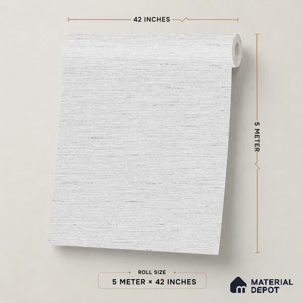 88542-4 | Grey Grasscloth Streak PVC Textured Wallpaper - 5 Meter x 42 Inch, 57.41 Sq. Ft. (Min. 15% Wastage)