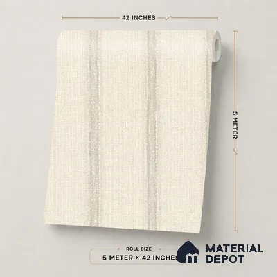88546-1 | Cream Metallic Pinstripe PVC Patterned Wallpaper - 5 Meter x 42 Inch, 57.41 Sq. Ft. (Min. 15% Wastage)