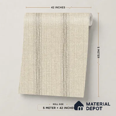88546-2 | Warm Beige Metallic Pinstripe PVC Patterned Wallpaper - 5 Meter x 42 Inch, 57.41 Sq. Ft. (Min. 15% Wastage)
